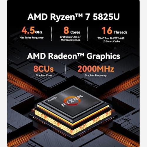 Beelink EQR5 Mini Pc,AMD Ryzen 7 5825U(8C/16T,up to 4.5GHz),Mini Computer with 32GB DDR4 RAM/500GB M.2 PCle3.0 SSD,Micro Pc Support 4K FPS,WiFi6/BT5.2/USB3.0/Home/Office/Game