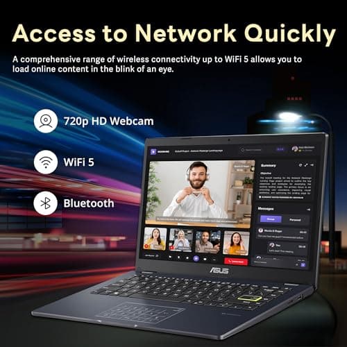 ASUS 14" FHD Laptop, Intel Pentium N6000 Processor, 4GB RAM, 224GB Storage(64GB eMMC+160GB Docking Station Set), Intel UHD Graphics, Webcam, Bluetooth, Win 11, Star Black