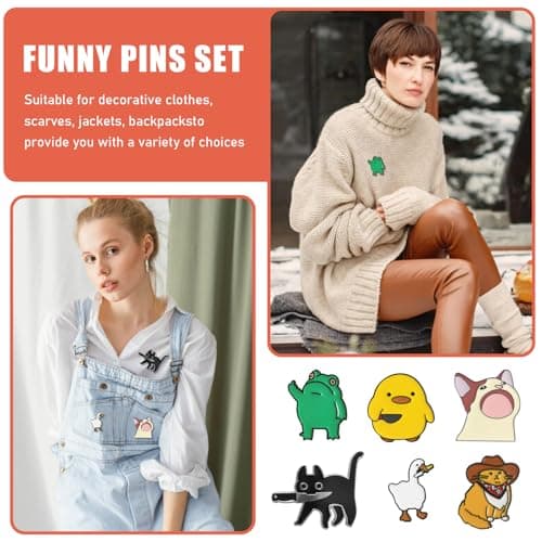 6 Pcs Funny Enamel Pins - Cute Cool Spooky Meme Metal Brooch Pins for Backpacks, Hats, Bags, Jackets, Lanyards - Novelty Gifts for Adults, Teens, Women, Men (Style 4)