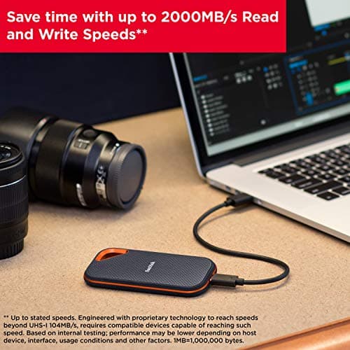 SanDisk 4TB Extreme PRO Portable SSD - Up to 2000MB/s - USB-C, USB 3.2 Gen 2x2, IP65 Water and Dust Resistance, Updated Firmware - External Solid State Drive - SDSSDE81-4T00-G25