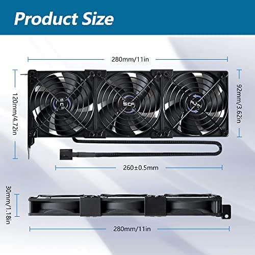 ‌SCCCF Graphics Card Cooler with Dual 90mm & 92mm PWM Fans - PCI Slot Mountable VGA/GPU Cooling System, High Airflow Quiet Cooling