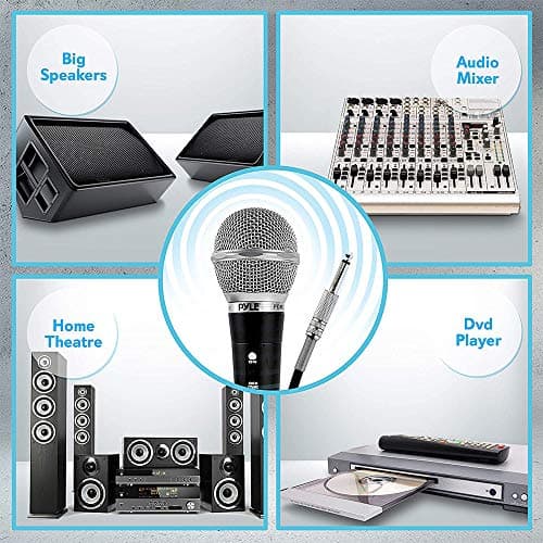 Pyle 3 Piece Professional Dynamic Microphone Kit Cardioid Unidirectional Vocal Handheld MIC with Hard Carry Case & Bag, Holder/Clip & 26ft XLR Audio Cable to 1/4'' Audio Connection (PDMICKT34),Black