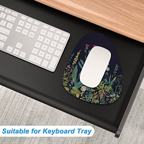 Rimilak Small Mouse Pad 6 x 7 Inch, Irregular Mini Mouse Pad with Non-Slip Rubber Base, Waterproof Compact Mouse Mat for Laptop Computer Wireless Mouse Keyboard Home Office Travel, Midnight Flowers