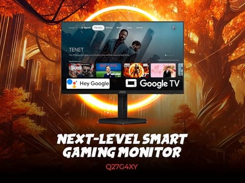 AOC Gaming Q27G4XY 27" Smart Gaming Monitor - QHD 2560x1440, 180Hz, VA Panel, Google Smart OS, USB-C 65W PD, AMD FreeSync, G-SYNC Compatible, Built in Speakers