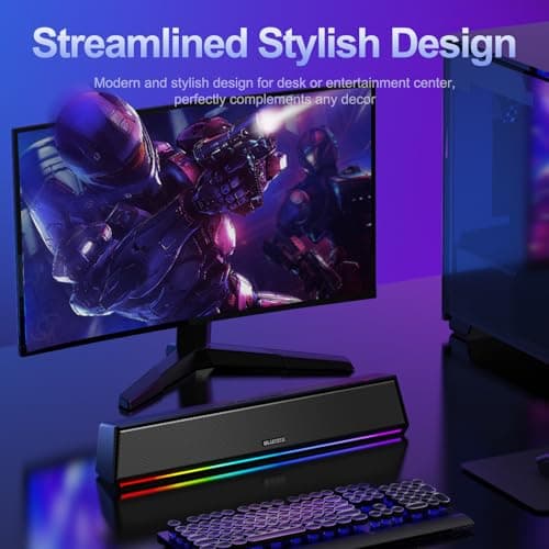 Bluedee Computer Speakers for Desktop PC, Bluetooth 5.3 PC Speakers with Dynamic RGB Light, Wired USB Plug & Play Computer Sound Bar, USB/Type-C Powered Gaming Speakers for Desktop, Laptops, Tablet