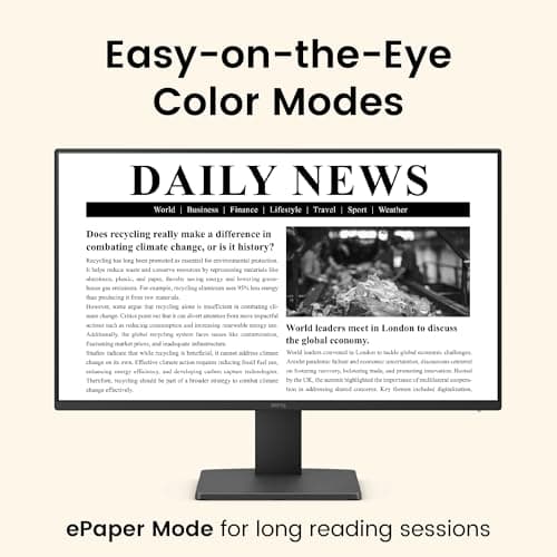 BenQ GW2491 23.8” 1080p FHD 100Hz IPS Eye-Care Monitor, HDMI, DisplayPort, 1080x1920, Ultra Slim Bezel, TUV-Certified, Flicker-free, Low Blue Light Plus, Eye-CareU