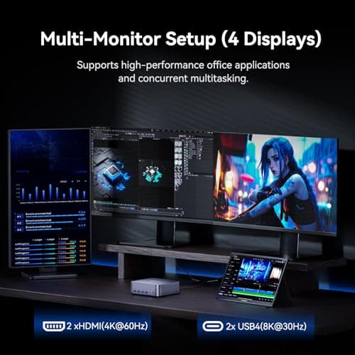 GEEKOM GT1 Mega AI Mini PC,14th Gen Intel Ultra U5-125H (14C/18T,Up to 4.5 GHz) 32GB DDR5 1TB SSD, Mini Desktop Computers Windows 11 Pro Support Dual 2.5G LAN/WiFi 7/BT 5.4 /USB4.0/8K/3-Year Warranty
