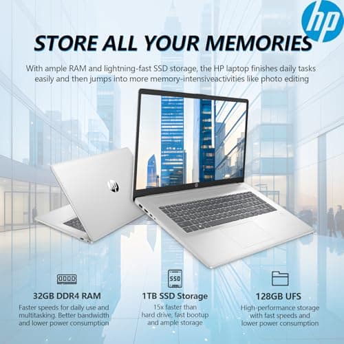 HP 2025 17 Inch Touchscreen Laptop Computer, 17.3 HD+ Touch Screen, Intel Core i3 (8-Cores), 32GB RAM 1TB SSD+128GB UFS, Windows 11 Pro Lifetime Office, Number Pad UBS-C
