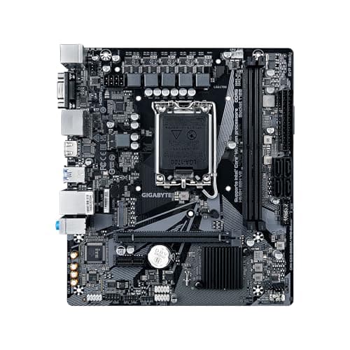 GIGABYTE H610M S2H V2 Motherboard, Supports 14th/13th/12th Gen Intel Core Processors (LGA 1700), mATX, DDR5, 1x M.2, PCIe 4.0, USB-C, HDMI, 2X DisplayPort, D-Sub, 1GbE LAN