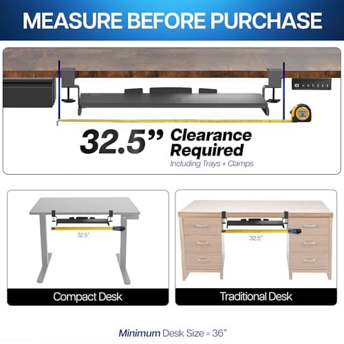 VIVO Large Keyboard Tray Under Desk Pull Out with Extra Sturdy C Clamp Mount System, 27 (33 Including Clamps) x 11 Inch Slide-Out Platform Computer Drawer for Typing, Black, MOUNT-KB05E