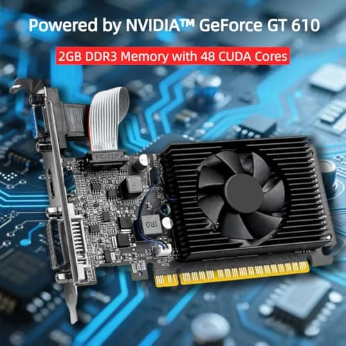 XUANMO NVIDIA GeForce 2.0 GT610 Low Profile PC 2GB Graphics Card 64bit 810MHZ, 2560x1600 PC Video Card, PCI Express 2.0, DVI VGA HDMI Video Gaming Graphics Card