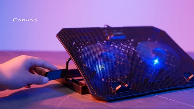 KeiBn Laptop Cooling Pad, Gaming Laptop Cooler 2 Fans for 10-15.6 Inch Laptops, 5 Height Stands, 2 USB Ports (S039)