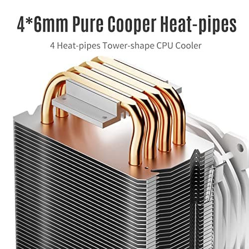Jonsbo CR1400 RGB CPU Air Cooler, 4 Heat-Pipes, 126mm RGB CPU Fan, Removable 92mm PWM Fans, Fins Bending, 4-pin RGB CPU Cooler, RGB Lighting for AMD Ryzen/Intel LGA 1700 115X, White
