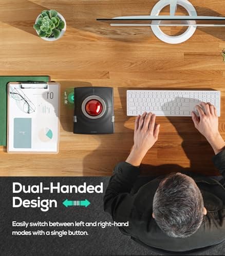 Nulea M512 Wireless Trackball Mouse, Ergonomic 55mm Trackball, Adjustable DPI for Precise Control, Left or Right Hand Compatible, Rechargeable, Multi-Device Bluetooth & 2.4GHz for PC, Laptop, Mac