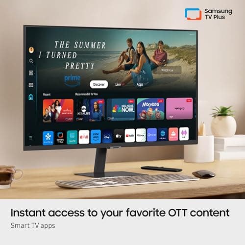 SAMSUNG 32-Inch M7 (M70D) Series 4K UHD Smart Monitor with Streaming TV, Speakers, HDR10, USB-C, Multiple Ports, Gaming Hub, SolarCell Remote, Vision Accessibility Tools, LS32DM702UNXGO, 2024, Black