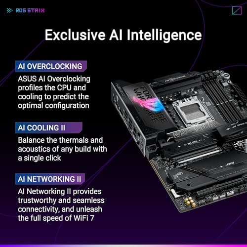 ASUS ROG Strix X870E-E Gaming WiFi AMD AM5 X870 ATX Motherboard 18+2+2 Power Stages, Dynamic OC Switcher, Core Flex, DDR5 AEMP, WiFi 7, 5X M.2, PCIe® 5.0, Q-Release Slim, USB4®, AI OCing & Networking