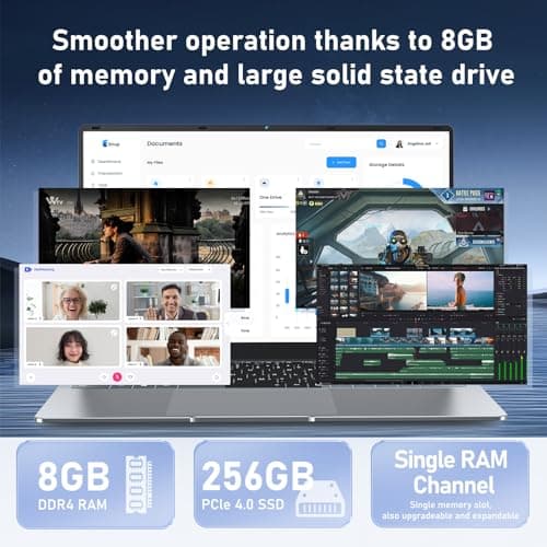 2025 Laptop 15.6 inch, Laptop Computer with N4000 Processor with 8GB RAM 256GB SSD, FHD Display 1920*1080P, WIFI5 BT4.2 HDMI Windows 11 Laptop, Thin and Light Laptop, Office Laptop, Study Laptop