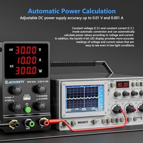 DC Power Supply Variable, 0-30V 0-10A Adjustable Switching DC Regulated Bench Power Supply with High Precision 4-Digit LED Display, 5V/2A USB Port, Coarse and Fine Adjustment SPS-3010