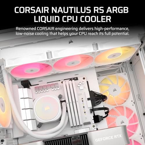 CORSAIR Nautilus 360 RS ARGB Liquid CPU Cooler – 360mm AIO – Low-Noise – Direct Motherboard Connection – Daisy-Chain – Intel LGA 1851/1700, AMD AM5/AM4 – 3X RS120 ARGB Fans Included – White