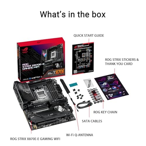 ASUS ROG Strix X870E-E Gaming WiFi AMD AM5 X870 ATX Motherboard 18+2+2 Power Stages, Dynamic OC Switcher, Core Flex, DDR5 AEMP, WiFi 7, 5X M.2, PCIe® 5.0, Q-Release Slim, USB4®, AI OCing & Networking