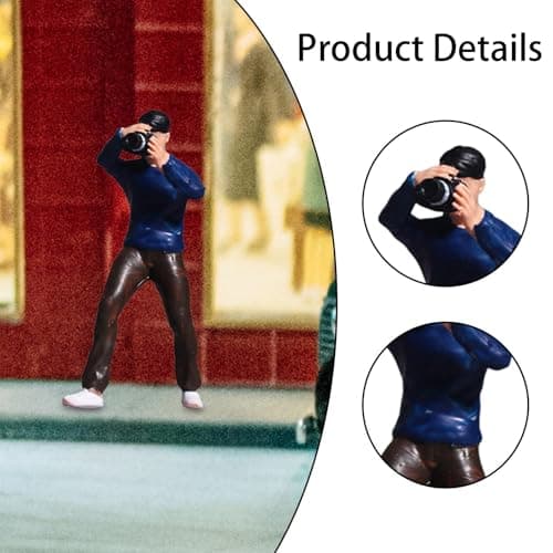 1/64 People Figure Street People Figure Mini Architectural Figurine for Train Layout Desktop Decoration, Photographer