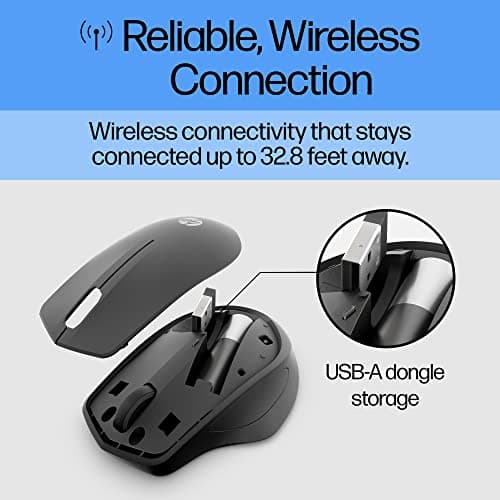 HP Wireless Silent 280M Mouse - Ergonomic Right-Handed Design, 18 Month Battery Life, and 2.4GHz Reliable Connection - Works for Computers and Laptops - Far Quieter Clicks than Most Mice,Black