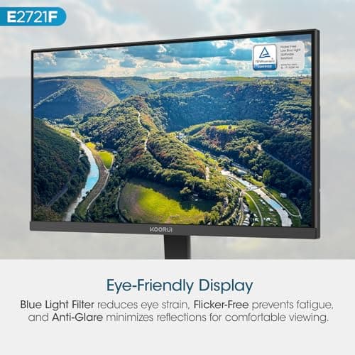 KOORUI 27 Inch QHD (2560x1440) IPS Ultra-Thin Computer Gaming Monitor, 100Hz Refresh Rate, DCI-P3 95%, FreeSync & G-Sync, 1ms MPRT, HDR10, VESA 100x100mm, Tilt Adjustable for Game and Work