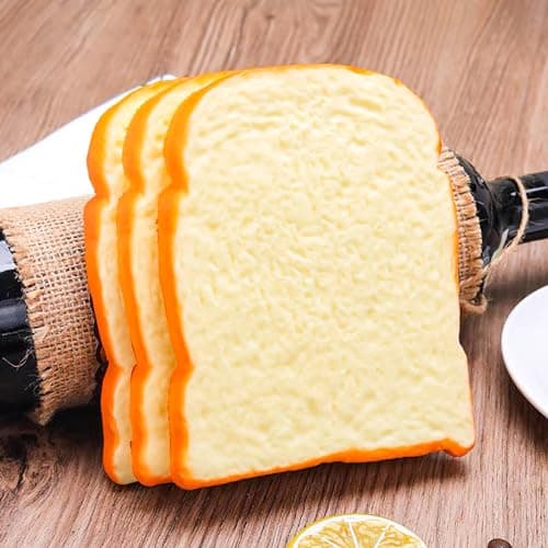 5 Pcs Simulation Artificial Bread Fake Bread Realistic Food Model for Kitchen Home Party Halloween Decoration (Toast)