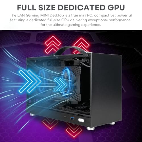 LAN Gaming Desktop (8.1L Small & Light, RTX 5070 12GB, AMD Ryzen 7 8700F, 32GB DDR5 RAM, 2TB NVMe SSD, Internal WiFi + Bluetooth, Windows 11 Pro) Best Mini ITX SFF Computer (Black)