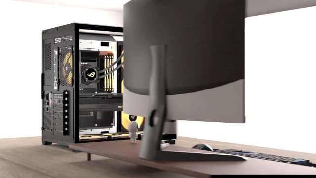 KEDIERS PC CASE ATX 6 PWM ARGB Fans Pre-Installed, Mid Tower Computer Case with Full-View Tempered Glass, Type-C,Printed Walnut Wood Panels,Support 360mm Radiator,Black Gaming Case (P7)