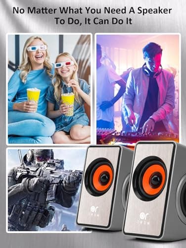 OROW Computer Speakers,12W Mini Desktop Speaker with Volume Control, 3.5mm AUX Speaker, USB Powered Laptop Speakers,Great for PC/Monitor/mac/iMac/Projector(S206)