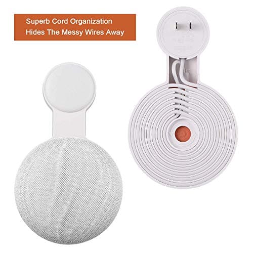 Google Home Mini Wall Mount Holder, Space-Saving Design AC Outlet Mount, Perfect Cord Management for Google Home Mini Voice Assistant 1st Gen Only (White,1 Pack)…