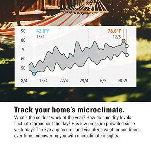 Eve Weather - Apple HomeKit Smart Home, Connected Outdoor Weather Station for Tracking Temperature, Humidity & Barometric Pressure, Precision Sensors, Wireless, Bluetooth and Thread