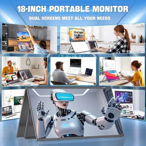 InnoView 18" 2K 100Hz Portable Monitor 100% DCI-P3 Portable Dual Monitor for Laptop 315°Adjustable Screen Extender for Windows Mac with Type-C HDMI DP Foldable Monitors Portatil(No Driver Needed)