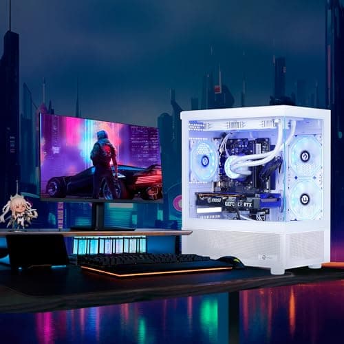 Gaming PC Desktop,AMD Ryzen 7 5700X 8 core 3.4GHz(up to 4.6GHz),GeForce RTX 4060 8GB,32GB DDR4 RAM 3200MHz,1TB NVME SSD,650W PSU, Windows 11 Home 64-bit,White