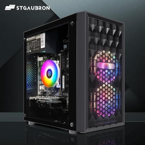 STGAubron Gaming PC Computer Desktop, Radeon RX 560 4G, Intel Core I7 8th up to 4.1GHz, 16G DDR4, 512G SSD, WiFi 6 & BT 5.2, RGB Fan x2, Windows 11 Home