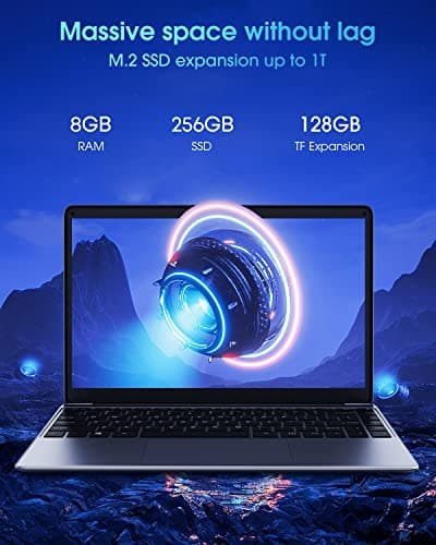 CHUWI HeroBook Pro 14.1'' Laptop, 256GB SSD 8GB RAM, Windows 11 Laptops, 2TB SSD Expand, Intel Celeron N4020(up to 2.8GHz), 2K FHD IPS Display, Ultra Slim, Mini-HDMI, 5G WiFi, USB3.0, Webcam,TF Card