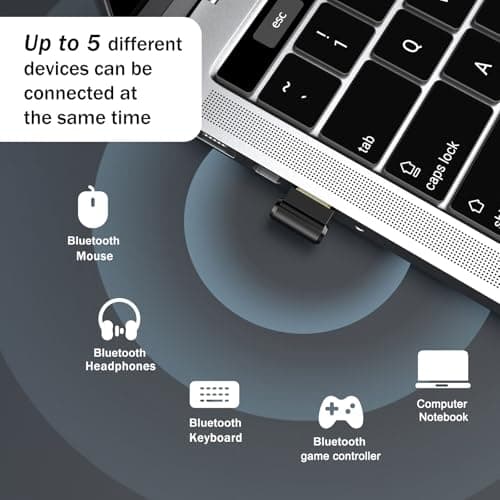 Bluetooth Adapter for Desktop PC, Plug & Play 5.3 USB Mini EDR Dongle Receiver & Transmitter for Laptop Computer Compatible with Headphones Keyboard Mouse Only Windows 11/10/8.1