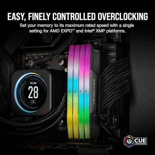 CORSAIR Vengeance RGB DDR5 RAM 64GB (2x32GB) 6000MHz CL38-44-44-96 1.35V AMD Expo Intel XMP 3.0 Desktop Computer Memory – Gray (CMH64GX5M2B6000Z38)