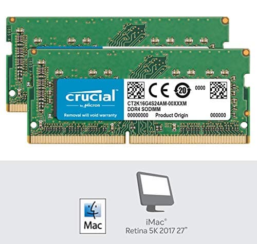 Crucial 32GB Kit (16GBx2) DDR4 2400 MT/s (PC4-19200) DR x8 SODIMM 260-Pin for Mac - CT2K16G4S24AM