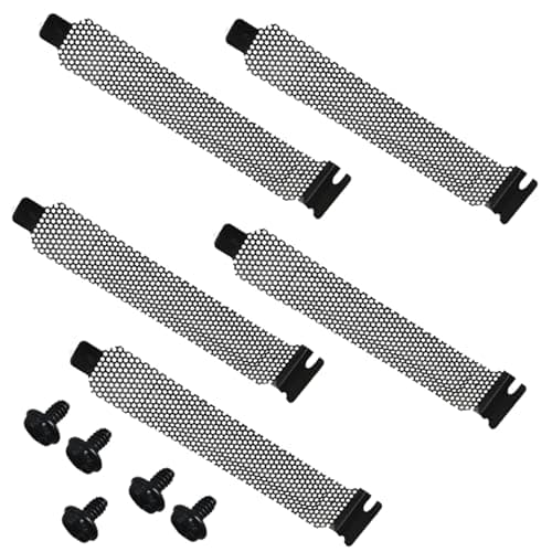 ljhnba Pack of 5 Computer PCI Strips Black PCI Slot Covers with Screws for Computer Case Graphics Card Accessories