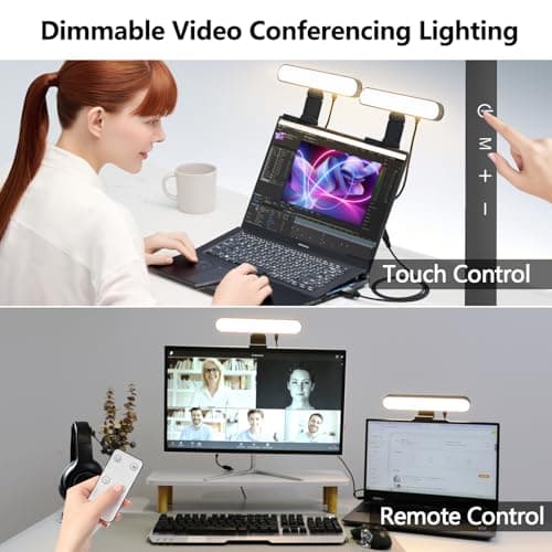 yAyusi Dual-lamp Video Conference Lighting, LED Streaming Light with Remote and Touch Control, Zoom Lighting for Computer,Webcam Laptop Monitor Ring Light for Video Calls/Zoom Meetings/Video Recording