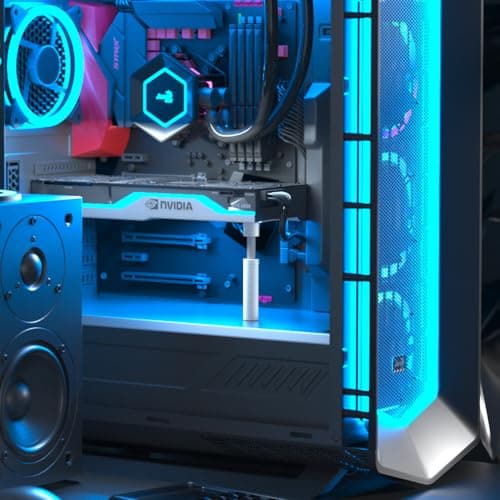 GPU Support Bracket White, Graphics Card Support, GPU Bracket Brace, Video Card Sag Holder Bracket with Magnet, GPU Stand, Adjustable Anti Sag GPU Stand Aluminum 72-125mm White