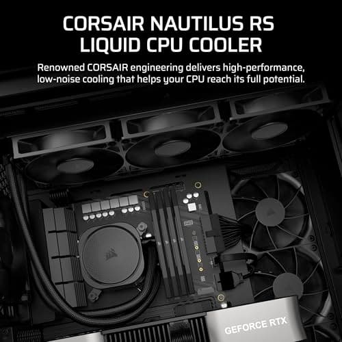 CORSAIR Nautilus 360 RS Liquid CPU Cooler – 360mm AIO – Low-Noise – Direct Motherboard Connection – Daisy-Chain – Intel LGA 1851/1700, AMD AM5/AM4 – 3X RS120 Fans Included – Black