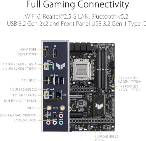 MICRO CENTER AMD Ryzen 7 7700X Desktop CPU Processorwith ASUS TUF Gaming B650-PLUS WiFi DDR5 PCIe 5.0 ATX Gaming Motherboard