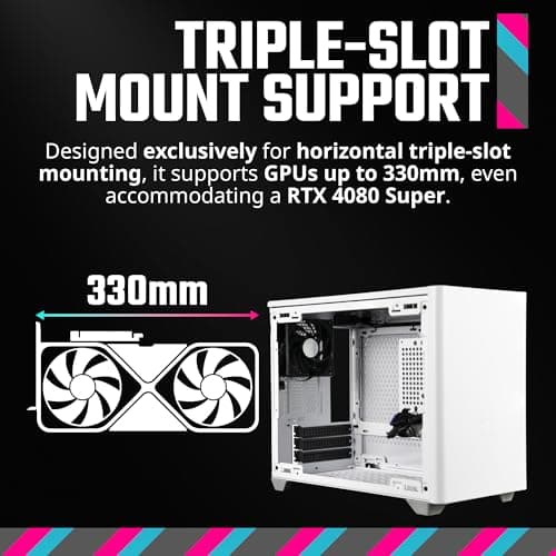 Cooler Master NR200 White Mini-ITX PC Case, 330mm Horizontal Triple-Slot Mount GPU, 240mm|280mm AIO, SFX PSU 130mm, Compatible RX 7900 XTX|4080 Super, Vented Panels, DIY