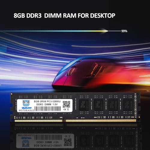[DDR3 16GB RAM] 16GB KIT (2x8GB) DDR3 1600MHz PC3-12800U Non ECC Unbuffered 1.5V 2Rx8 Dual Rank 240 Pin UDIMM Desktop Memory RAM Module Upgrade