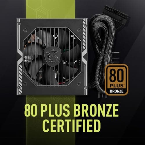 MSI MAG A650BE Gaming Power Supply - 80 Plus Bronze Certified 650W - Semi-Modular - Low Noise ATX PSU