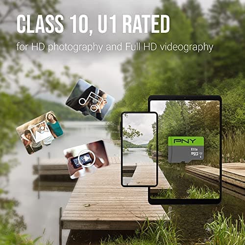 PNY 32GB Elite Class 10 U1 microSDHC Flash Memory Card - 100MB/s, Class 10, U1, Full HD, UHS-I, Micro SD, 5 Count (Pack of 1)