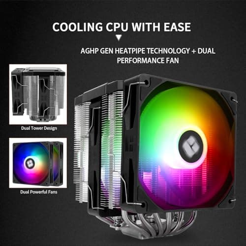 Thermalright Peerless Assassin 120 Digital ARGB Black CPU Air Cooler, Digital Screen Top Cover,6 Heatpipes Computer CPU Cooler, for AM4/AM5,Intel LGA1700/1851/1150/1151/1200, PC Cooler-Black ARGB